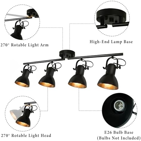 Enhance Your Space with the Auffel 4-Light Track Lighting Kit Ceiling Black