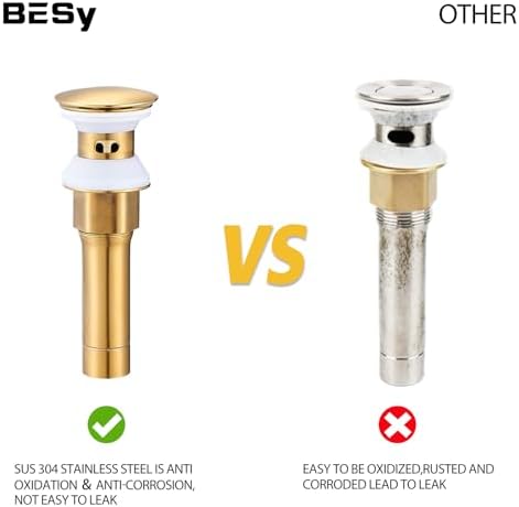 BESy Brushed Gold Bathroom Sink Drain Stopper