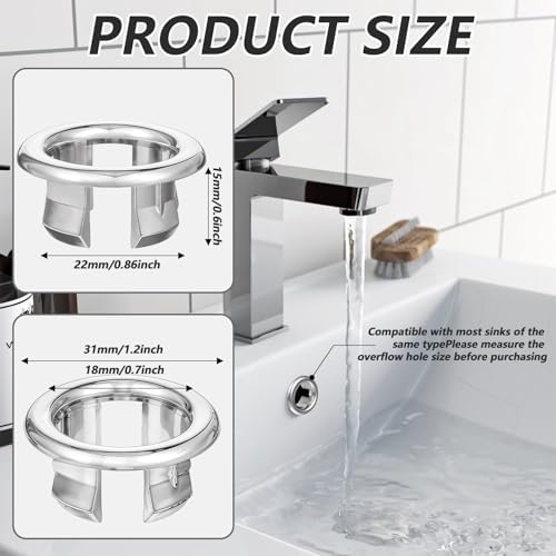 Chrome Plated 8-Piece Sink Overflow Set - Perfect Fit for Bathroom Kitchen