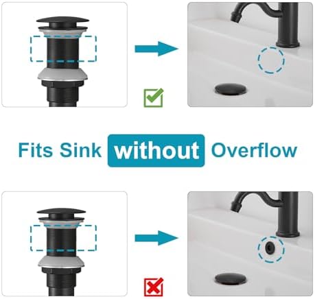 Matte Black Faucet Vessel Sink Stopper - No Overflow Push Seal Design
