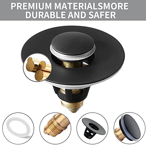 Fransiton 2 Pack Bathroom Sink Stopper Black