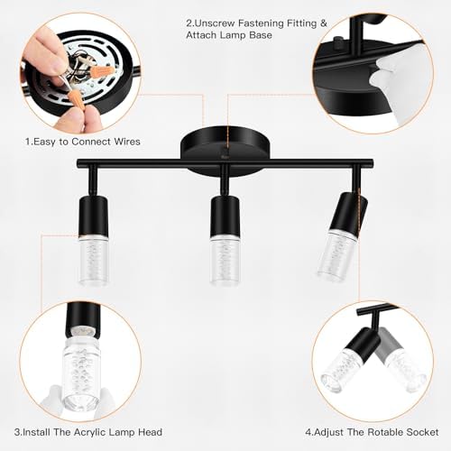 10-Word Smart Ceiling Track Light Black by BoostArea