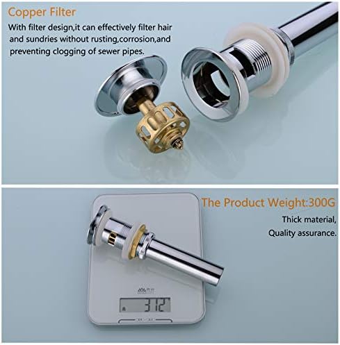 Rustproof Bathroom Sink Drain with Chrome Finish