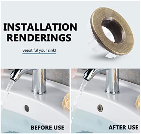 Triple-Headed Overflow Sink Trim Ring in Antique Bronze