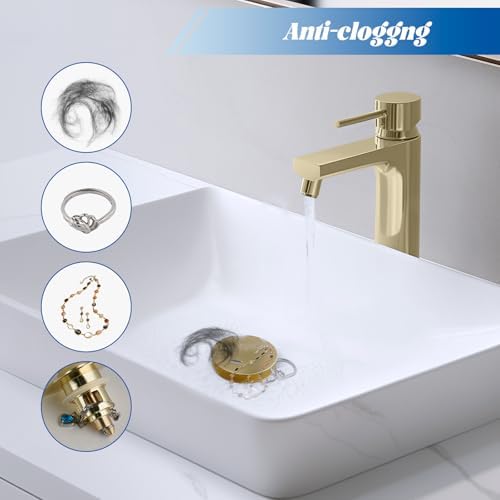 Hibbent All Metal 2-in-1 bathroom sink stopper
