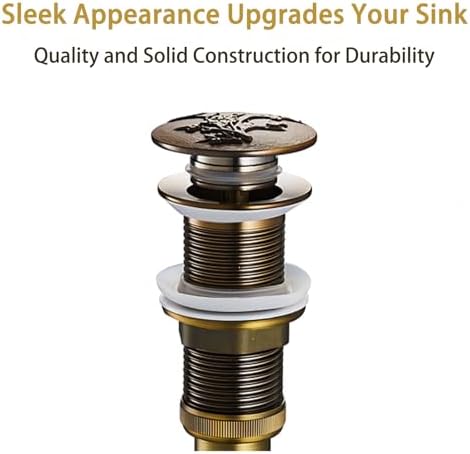 Engraved Anti-Brass bath sink drain stopper no overflow