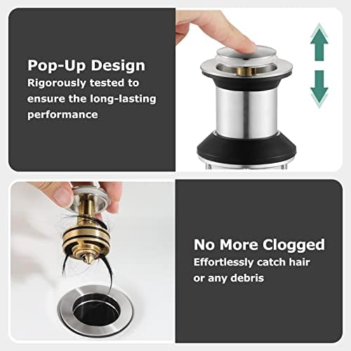 PARLOSBathroom Sink Drain Solid Metal Anti-Clog in Brushed Nickel No Overflow