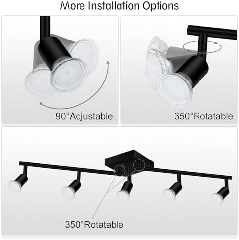 5 Light Directional Ceiling Track Lighting Fixtures Adjustable Matte Black Kitchen Ceiling Lights