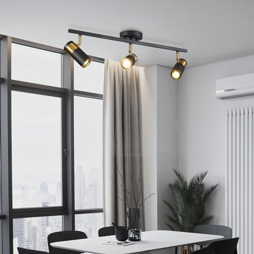 Modern 3-Light Adjustable Black Track Lighting Kit for Home Use