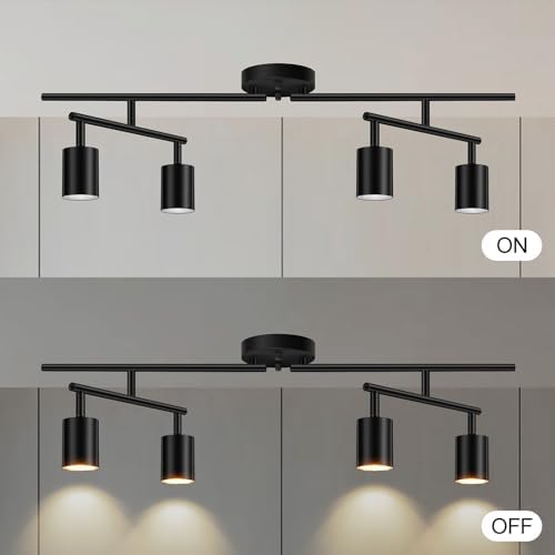 Sturdy Durable 4-Light Black Track Lighting Kit for Home