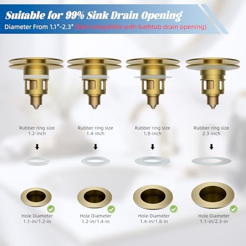 Hibbent All Metal 2-in-1 bathroom sink stopper
