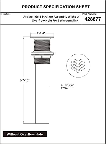 Artiwell Oil Rubbed Bronze Grid Drain Strainer Assembly