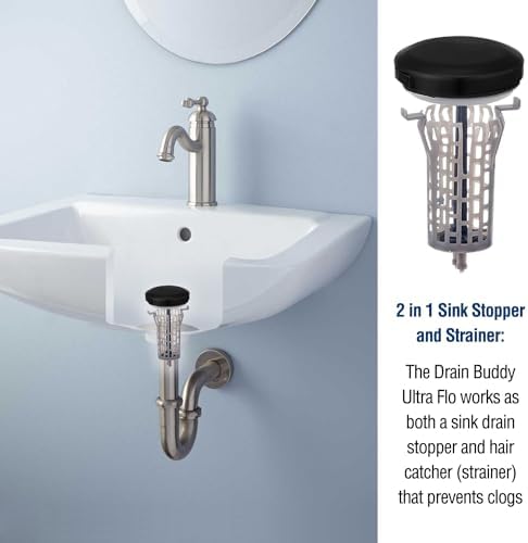 Drain Buddy Ultra Flo - 2-in-1 Sink Stopper Hair Catcher