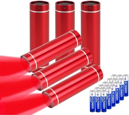 Chase Authentic 6 Pack Red Light Mini LED Flashlights