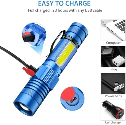 Rechargeable LED Flashlight Magnetic Powerful for Camping Emergency More