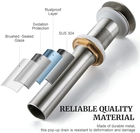 Pop Up Sink Drain Stopper Brushed Nickel