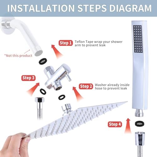 Experience the ultimate in luxury with Peisaluo rainfall shower head 10m hose