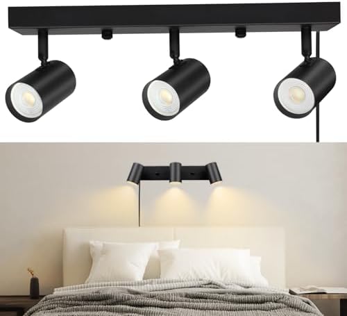 GEFOUN 3 Light Track Lighting Kit Black LED Ceiling Spotlight