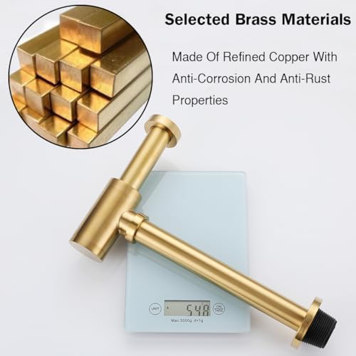 Bathroom Sink P-Trap Dark Gold Brass Contemporary Design 5 Years Warranty
