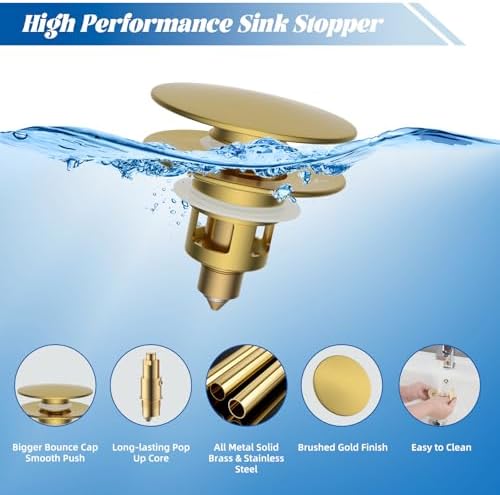 Hibbent All Metal 2-in-1 bathroom sink stopper