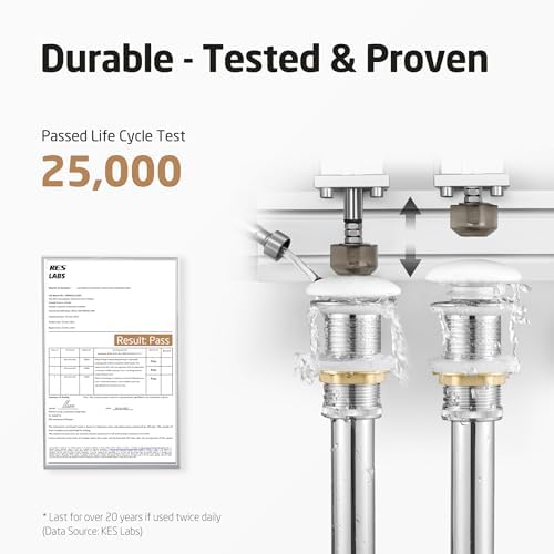 PremiumFINAL KES Bathroom Sink Drain No Overflow Ergonomic Design Rust-Free Durable