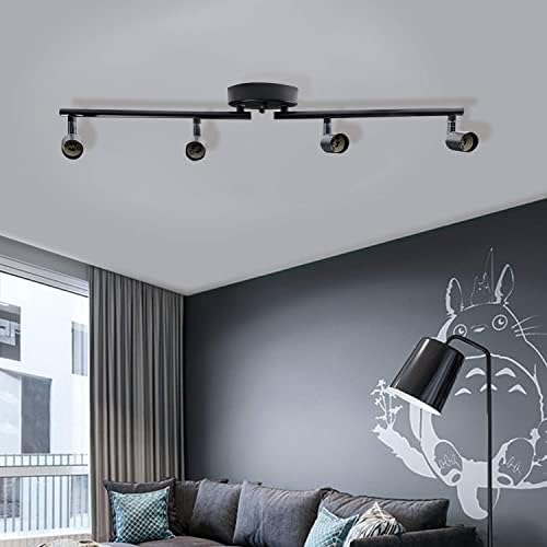 HURYEE Track Lighting Kit 4 Head Foldable Ceiling Spot Light with GU10 Socket