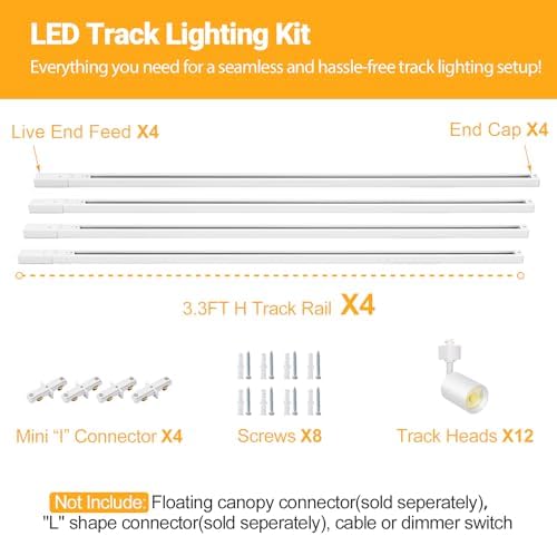 VANoopee 12-Light LED Track Lighting KitModern Durable Energy-Efficient