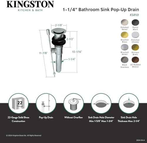 Kingston Brass Pop-Up Drain KS8103 Antique Brass