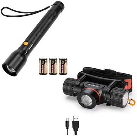EverBrite Ultra Bright Tactical Flashlight Rechargeable Headlamp - 1000FT Light Distance