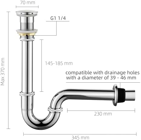Adjustable Chrome Sink Drainage Kit