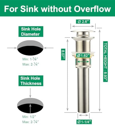 Purelux - Easy-Install Sink Drain Stopper for 1-34 Sinks