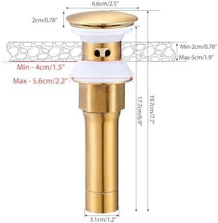 BESy Brushed Gold Bathroom Sink Drain Stopper