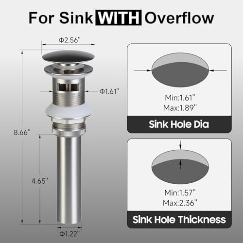 Durable Sink Drain Overflow Brushed Nickel Easy to Use and Long-Lasting