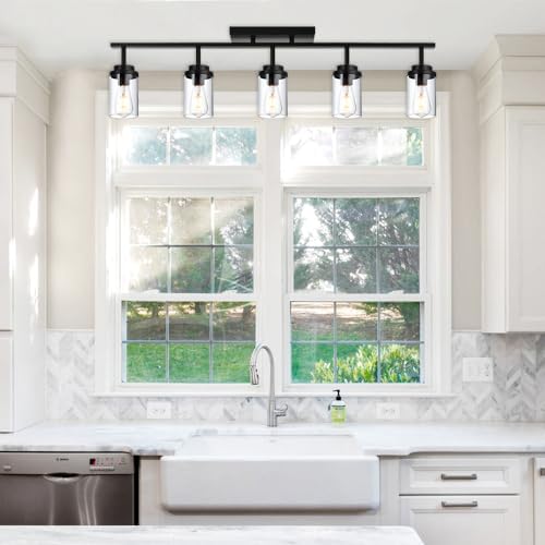 Matte Black Track Lighting Fixtures - 5-Light Ceiling Pivoting Durable Stylish