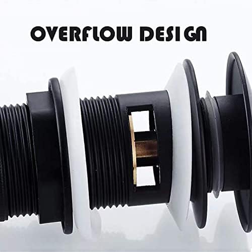Hoyoju Pop Up Sink Drain with Overflow Bouncing Style Brass Stopper