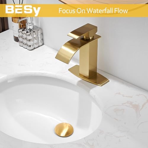 BESy Brushed Gold Bathroom Sink Drain Stopper