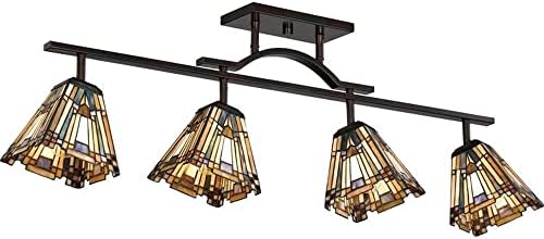 Bailey Street Modern Tiffany Shade 4-Light Track Lighting with Bronze Finish