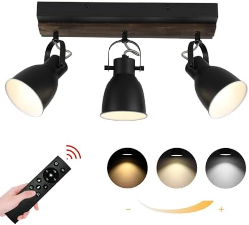 KEESFU Lighting Farmhouse Track Lighting Dimmable with Remote Control