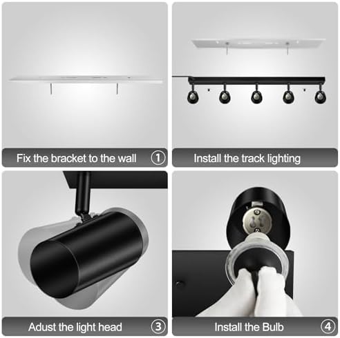 BoostArea 5 Light Track Lighting Kit Black Modern