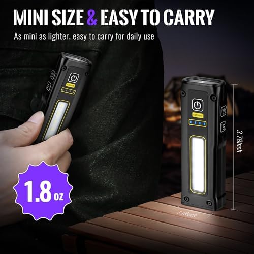 Small LED UV flashlight with magnetic base for camping and EDC