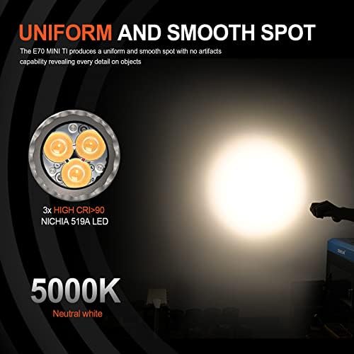 E70 EDC Flashlight Bundle Titanium 3x519A LED rej 1500 lumens