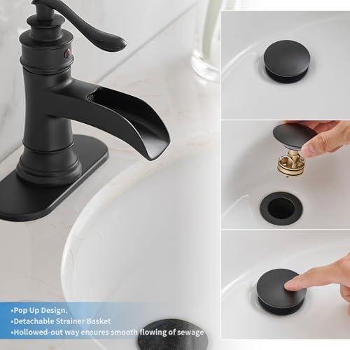 BWE Pop-Up Drain Assembly with Strainer for Bathroom Sink