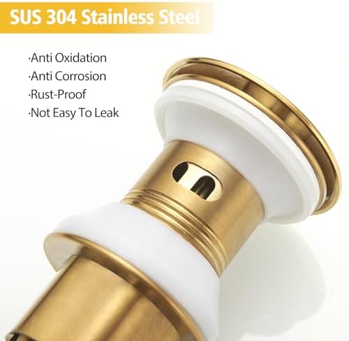 BESy Brushed Gold Bathroom Sink Drain Stopper