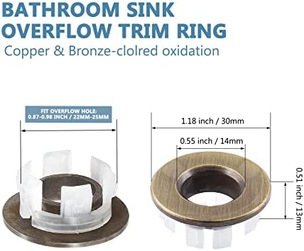 Triple-Headed Overflow Sink Trim Ring in Antique Bronze
