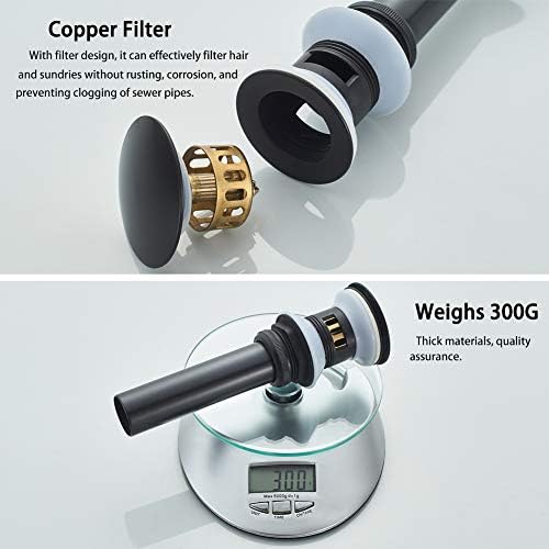 VOTON Bathroom Sink Drain with Overflow and Detachable Basket Anti-Explosion Anti-Clogging