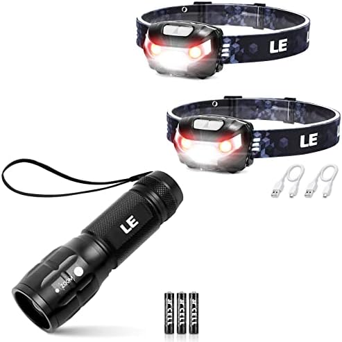 Lighting EVER Bundle - 2 Pack LED Headlamp and Flashlight