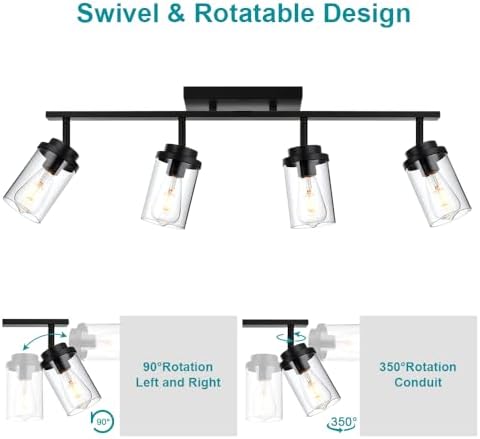 Banato 4-Light Rotating Track Lights Matte Black Ceiling Wall