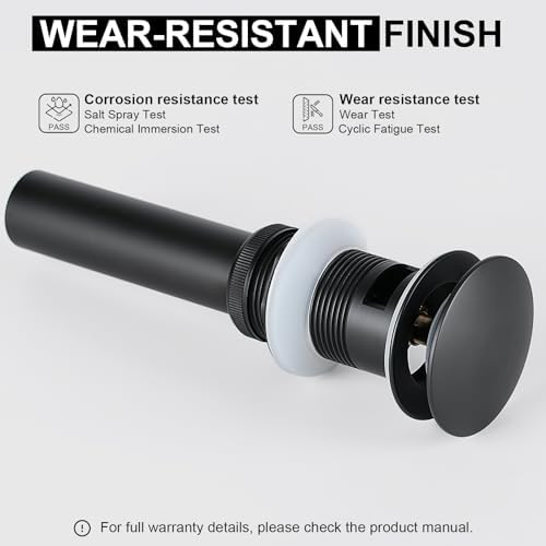 Bathroom Sink Drain with Overflow Matte Black