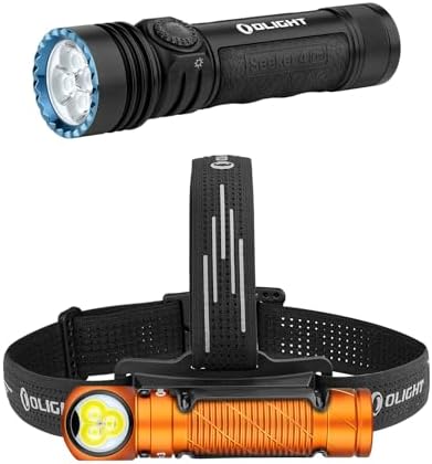 OLIGHT Seeker 4 Pro Rechargeable Flashlight with Perun 3 Headlamp