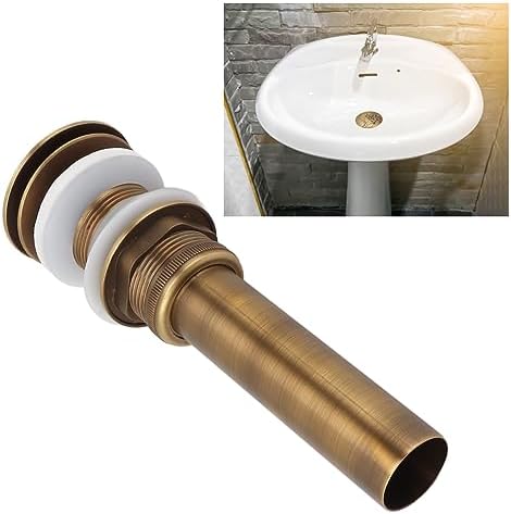 FLEXMAN - antic copper bathroom sink drain with one-touch overflow stopper